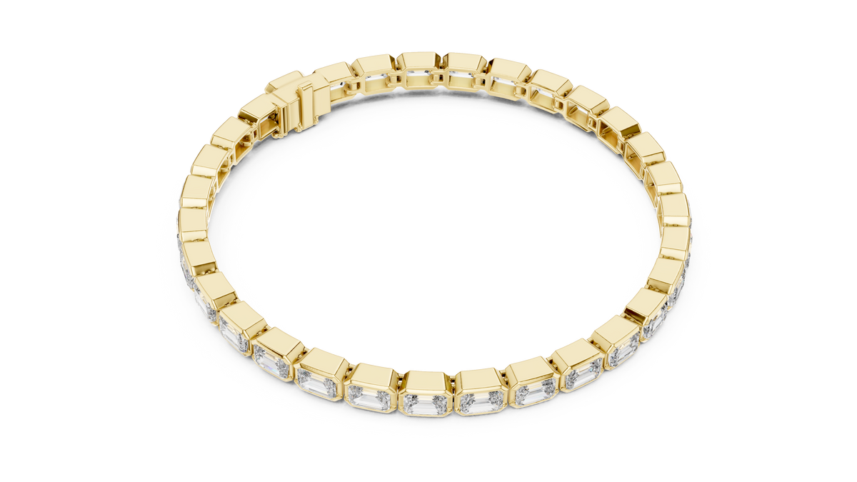 Classic Emerald-Cut Bezel-Set Diamond Tennis Bracelet