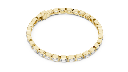 Classic Emerald-Cut Bezel-Set Diamond Tennis Bracelet