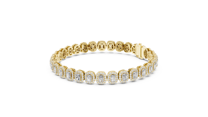 Radiant-Cut Halo Cluster Diamond Tennis Bracelet