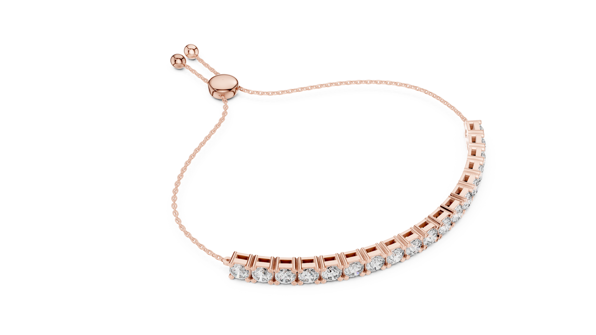 Adjustable Round Brilliant-Cut Tennis Bracelet