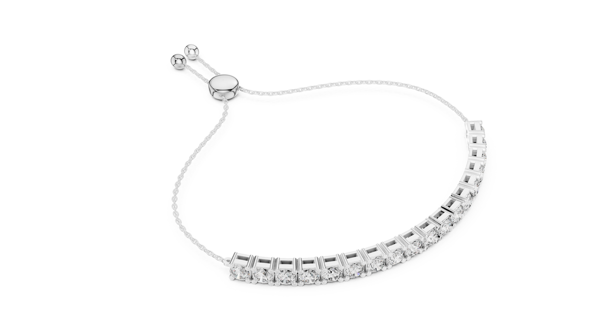 Adjustable Round Brilliant-Cut Tennis Bracelet