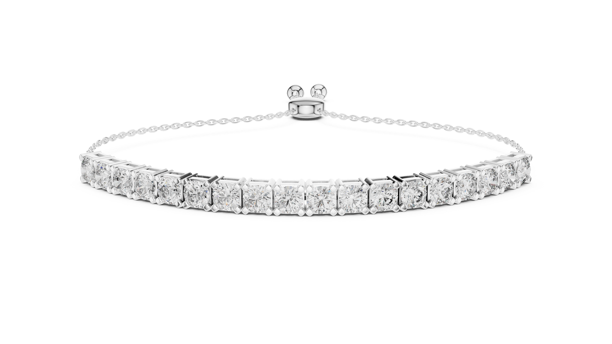 Adjustable Round Brilliant-Cut Tennis Bracelet