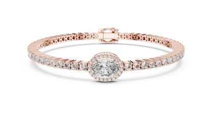 Exquisite Oval Halo Diamond Tennis Bracelet