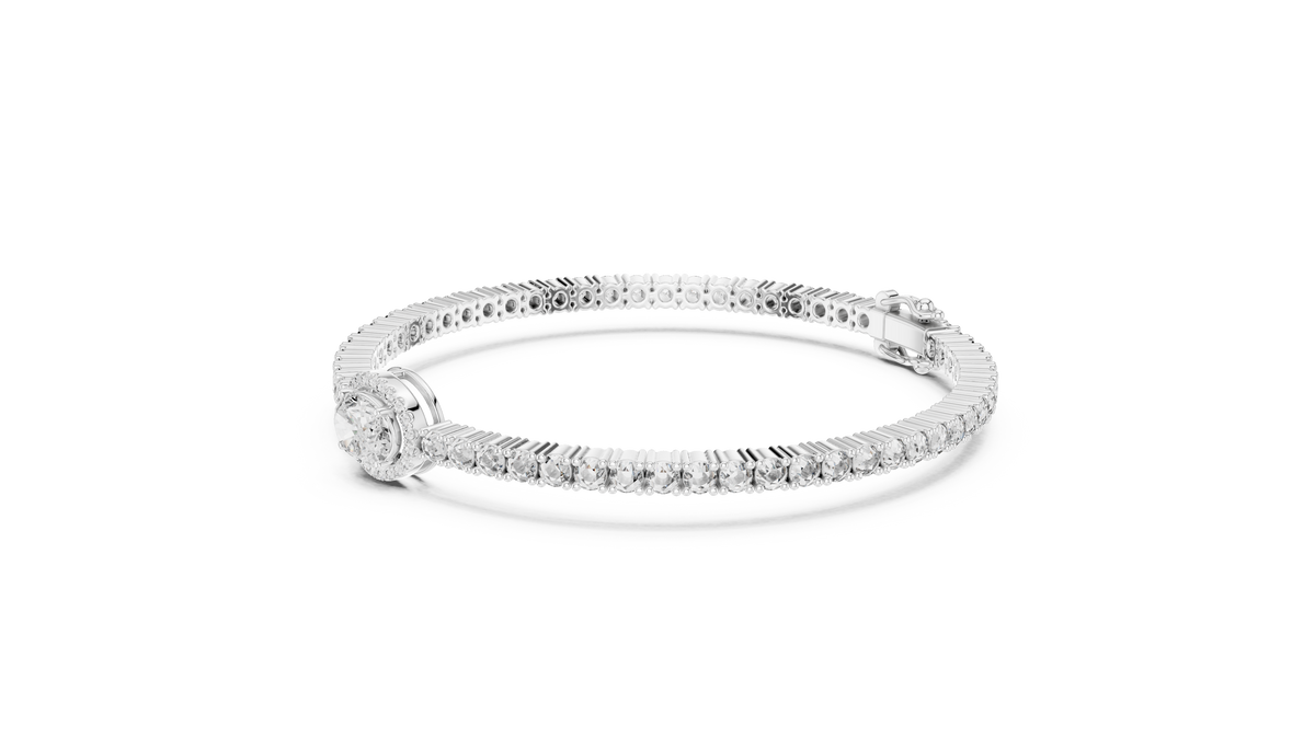 Exquisite Oval Halo Diamond Tennis Bracelet
