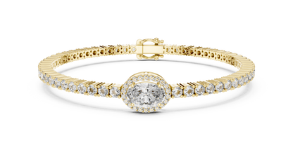 Exquisite Oval Halo Diamond Tennis Bracelet