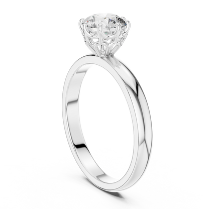 Diamond Ring with Intricate Filigree Basket