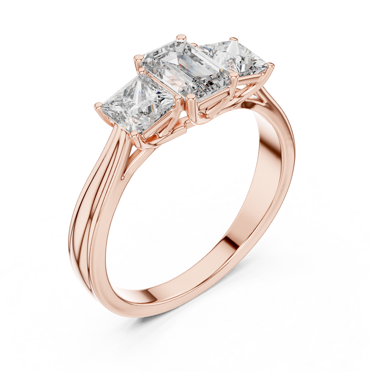 Three-Stone Emerald and Princess Cut Diamond Ring