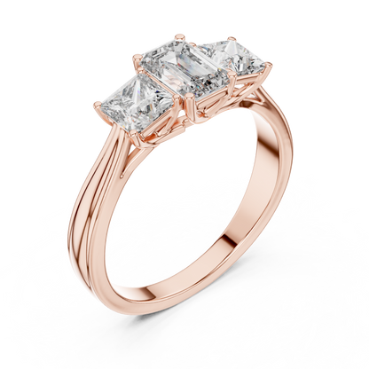 Three-Stone Emerald and Princess Cut Diamond Ring