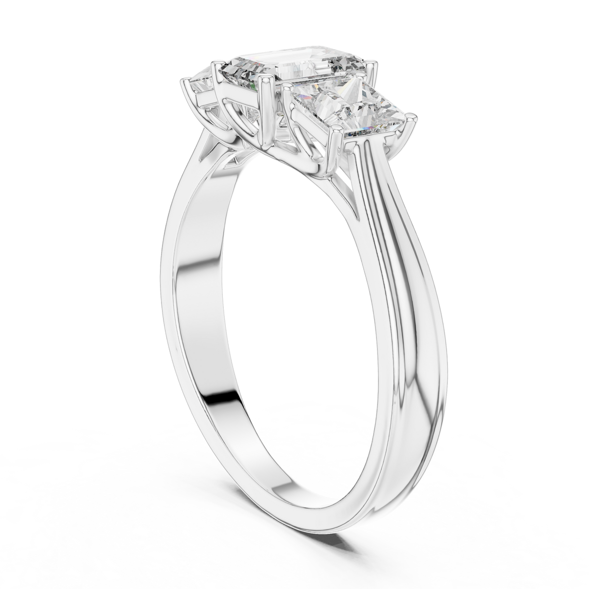 Three-Stone Emerald and Princess Cut Diamond Ring