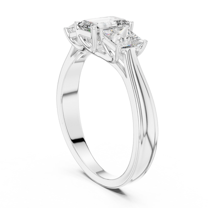 Three-Stone Emerald and Princess Cut Diamond Ring
