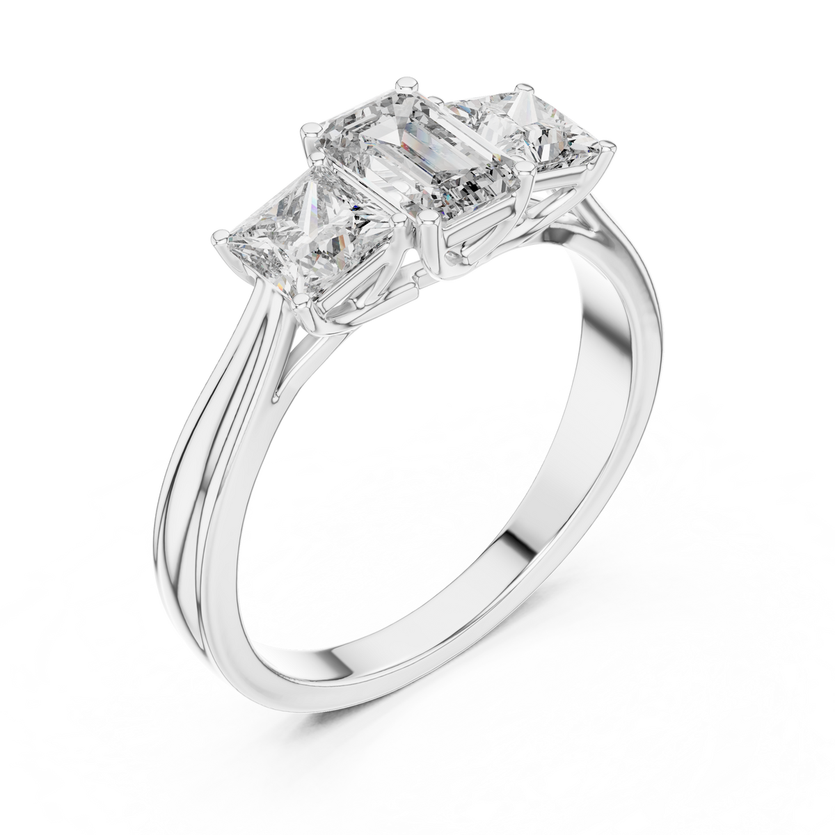 Three-Stone Emerald and Princess Cut Diamond Ring