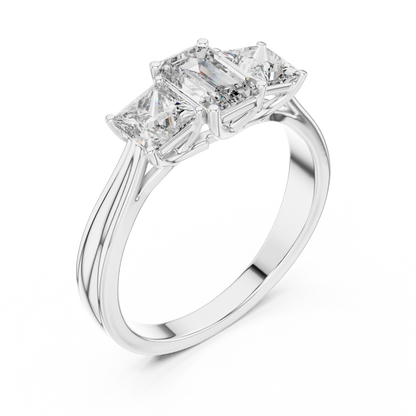 Three-Stone Emerald and Princess Cut Diamond Ring