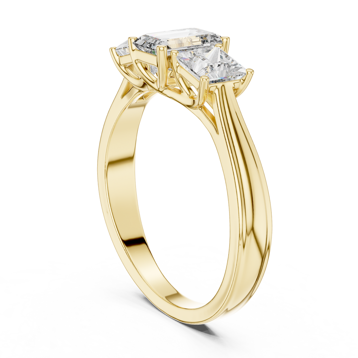 Three-Stone Emerald and Princess Cut Diamond Ring