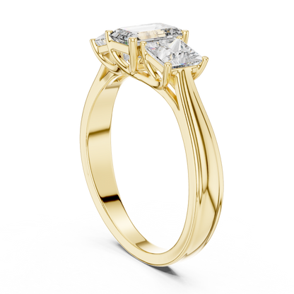Three-Stone Emerald and Princess Cut Diamond Ring