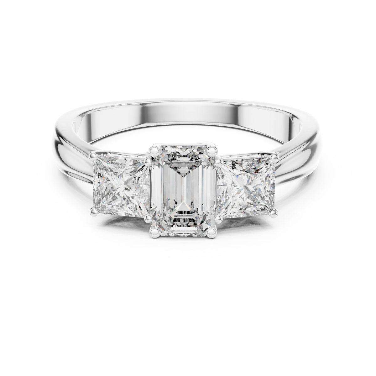 Three-Stone Emerald and Princess Cut Diamond Ring