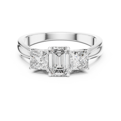 Three-Stone Emerald and Princess Cut Diamond Ring