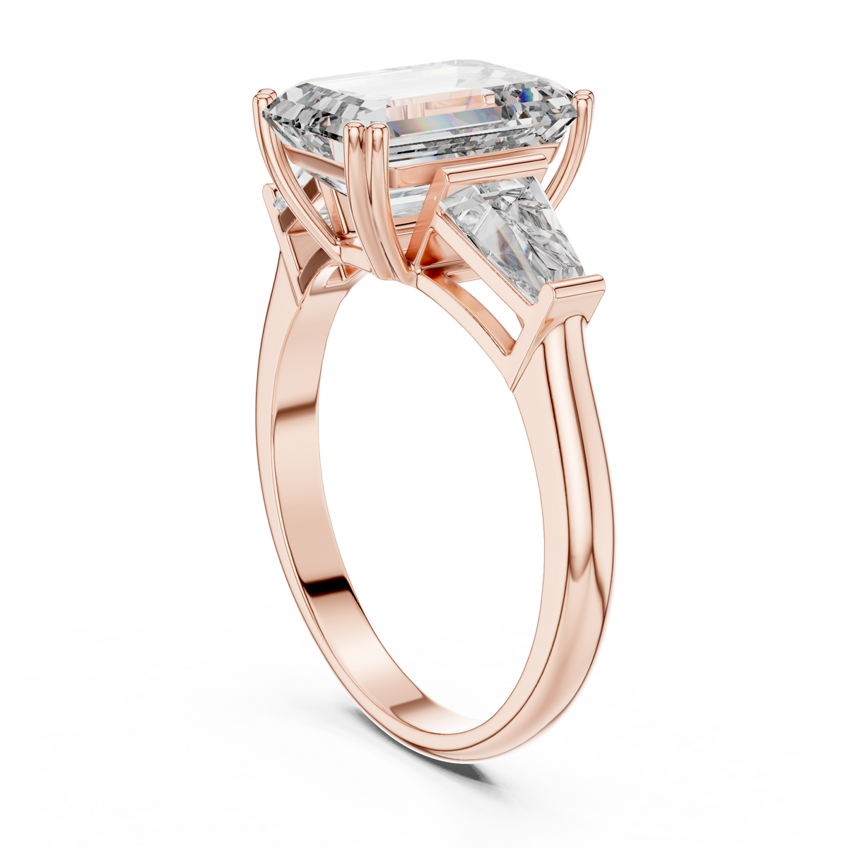 Three-Stone Emerald-Cut Diamond Engagement Ring