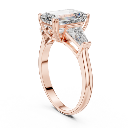 Three-Stone Emerald-Cut Diamond Engagement Ring