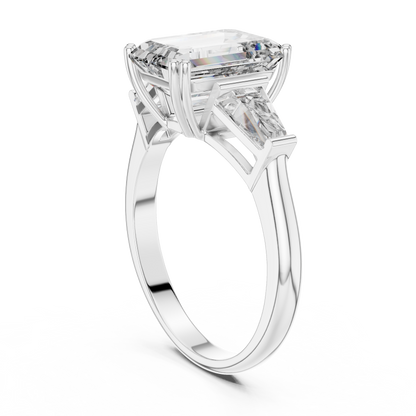Three-Stone Emerald-Cut Diamond Engagement Ring