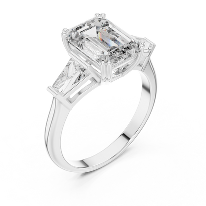 Three-Stone Emerald-Cut Diamond Engagement Ring