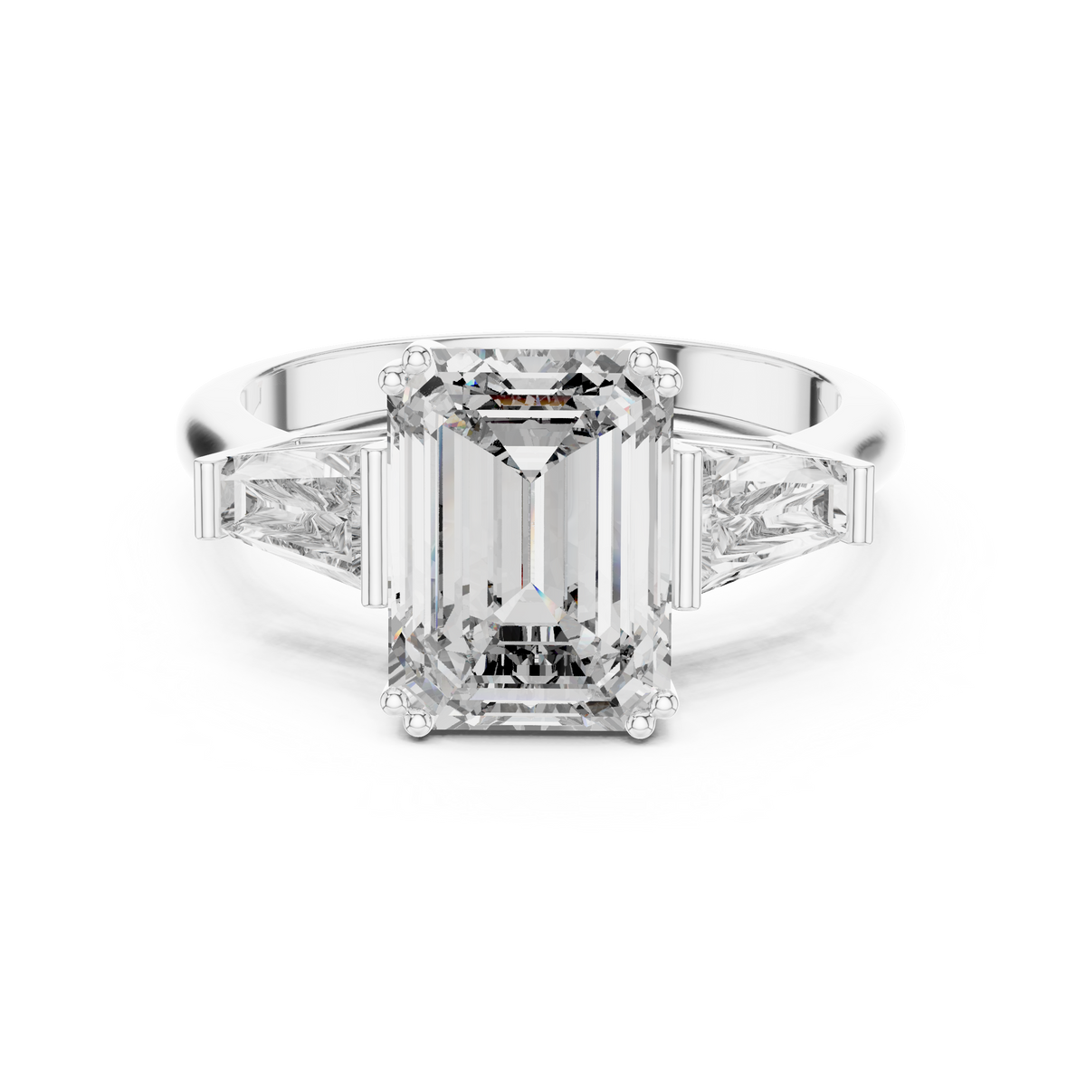 Three-Stone Emerald-Cut Diamond Engagement Ring