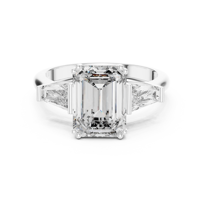 Three-Stone Emerald-Cut Diamond Engagement Ring