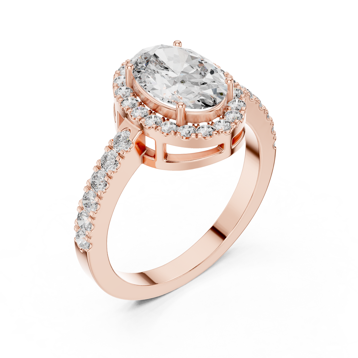 Classic Oval Halo Diamond Engagement Ring