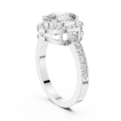 Classic Oval Halo Diamond Engagement Ring