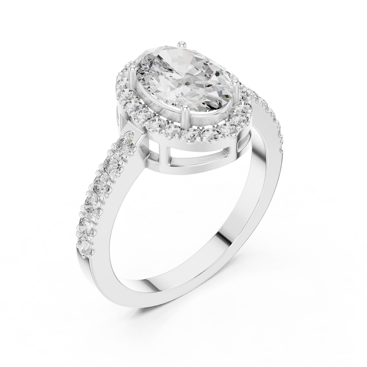 Classic Oval Halo Diamond Engagement Ring