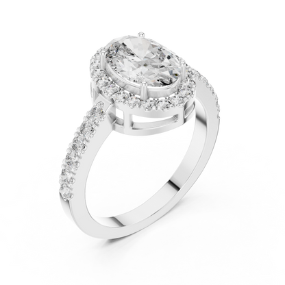 Classic Oval Halo Diamond Engagement Ring