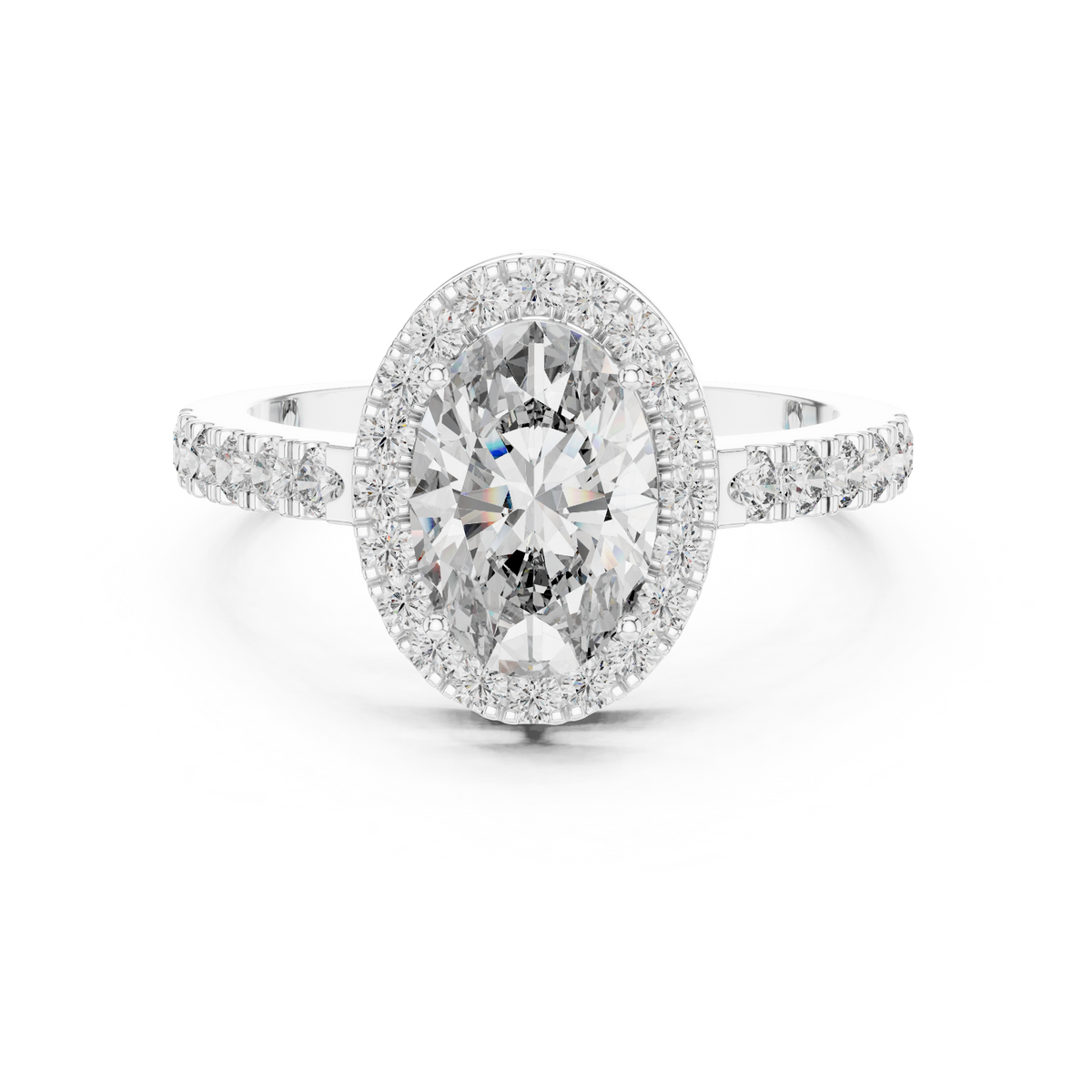 Classic Oval Halo Diamond Engagement Ring