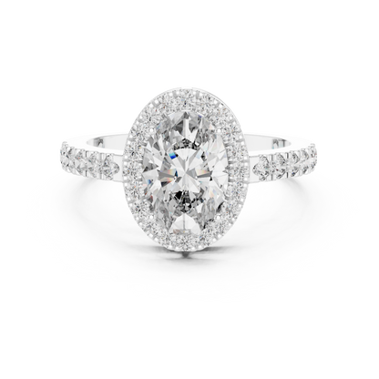 Classic Oval Halo Diamond Engagement Ring