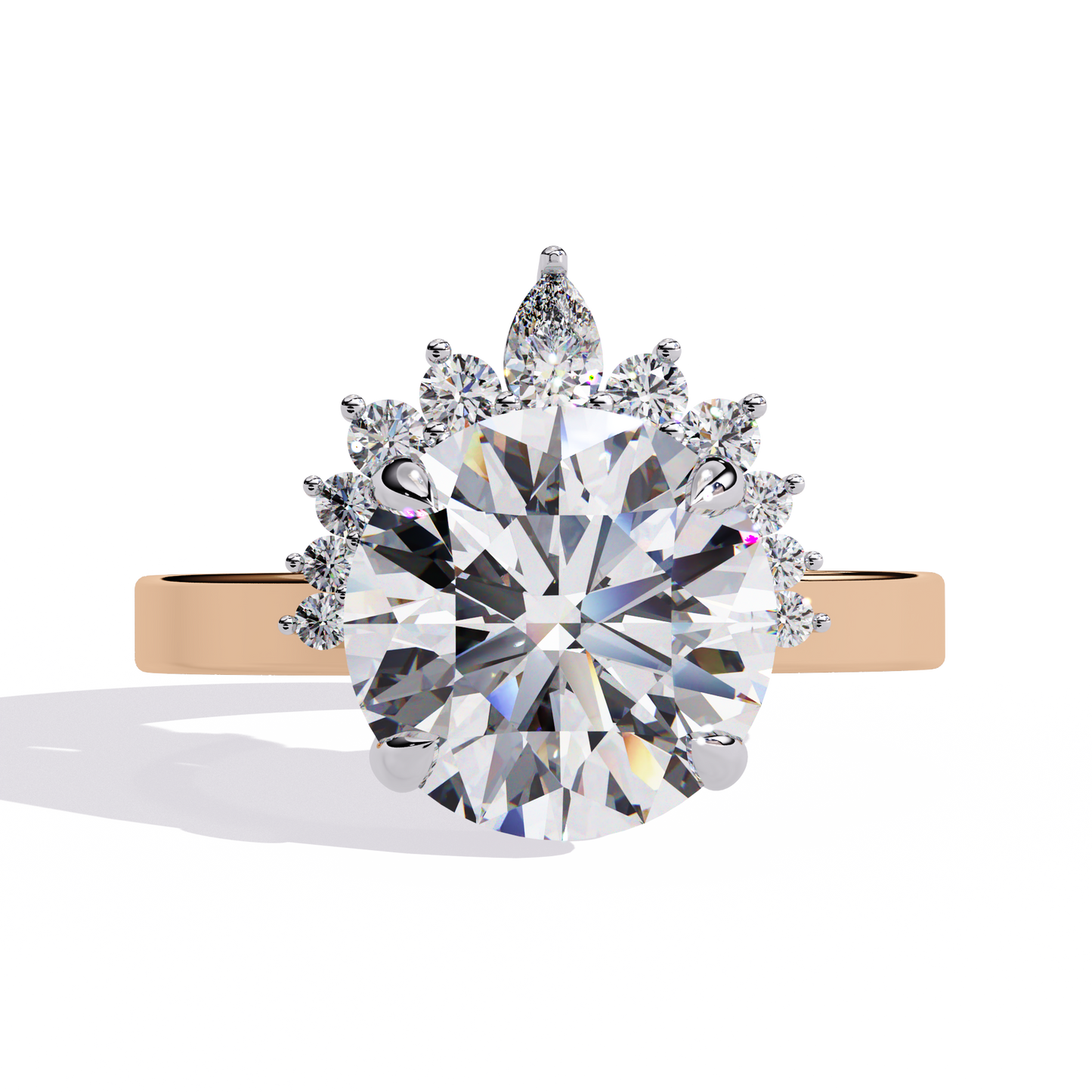 Luxury Round Cut Diamond Halo Engagement Ring
