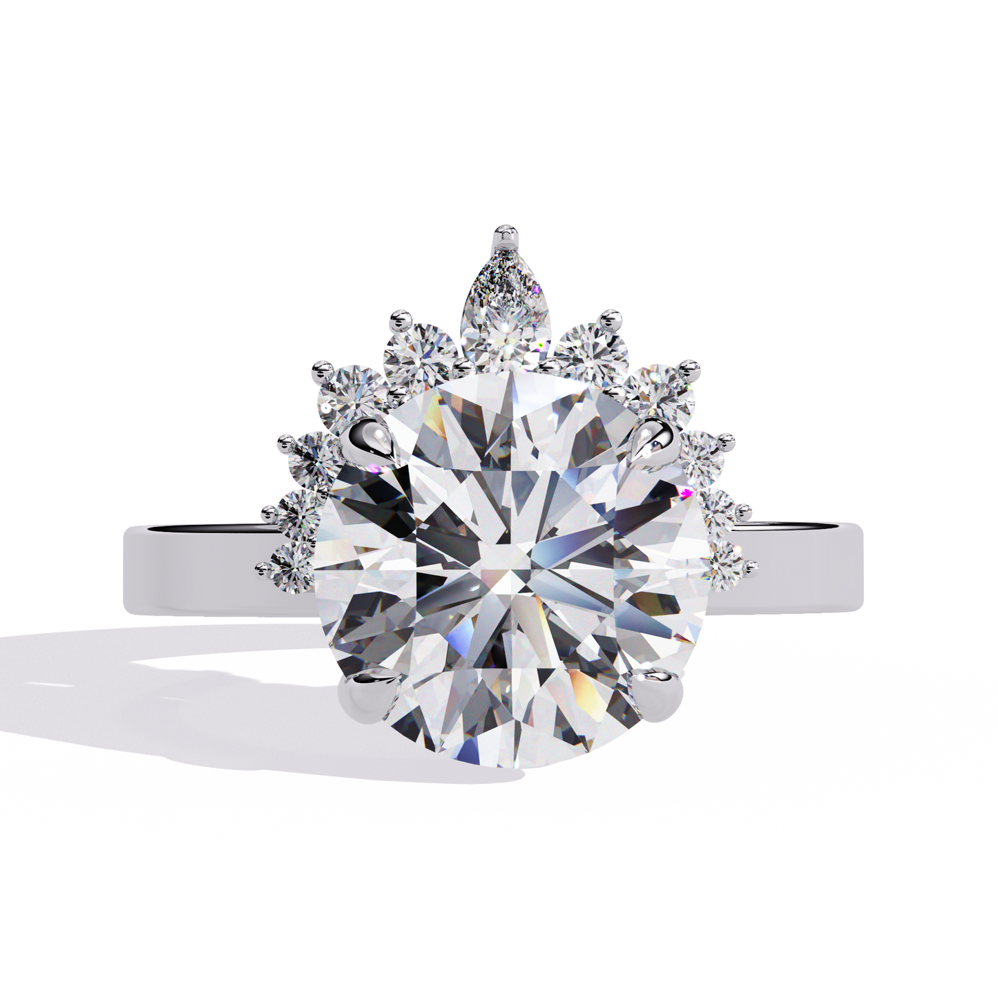 Luxury Round Cut Diamond Halo Engagement Ring