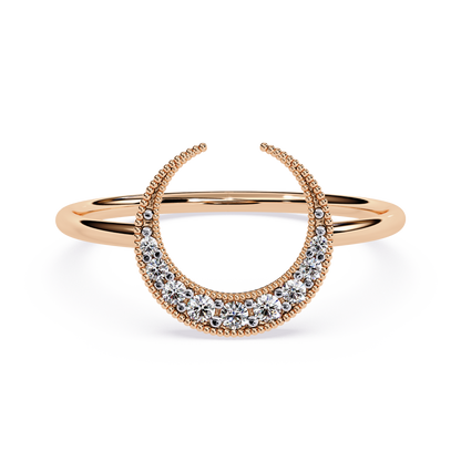 Celestial Radiance: Crescent Moon Diamond Open Ring