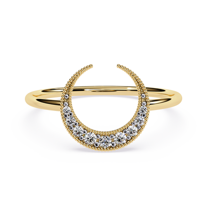 Celestial Radiance: Crescent Moon Diamond Open Ring