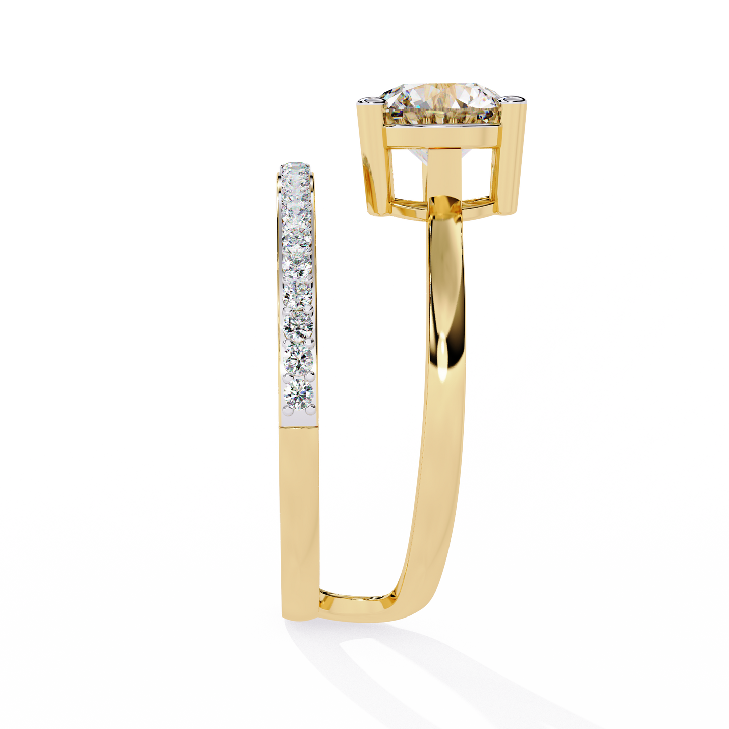 Elegant Round Cut Diamond Crossover Ring