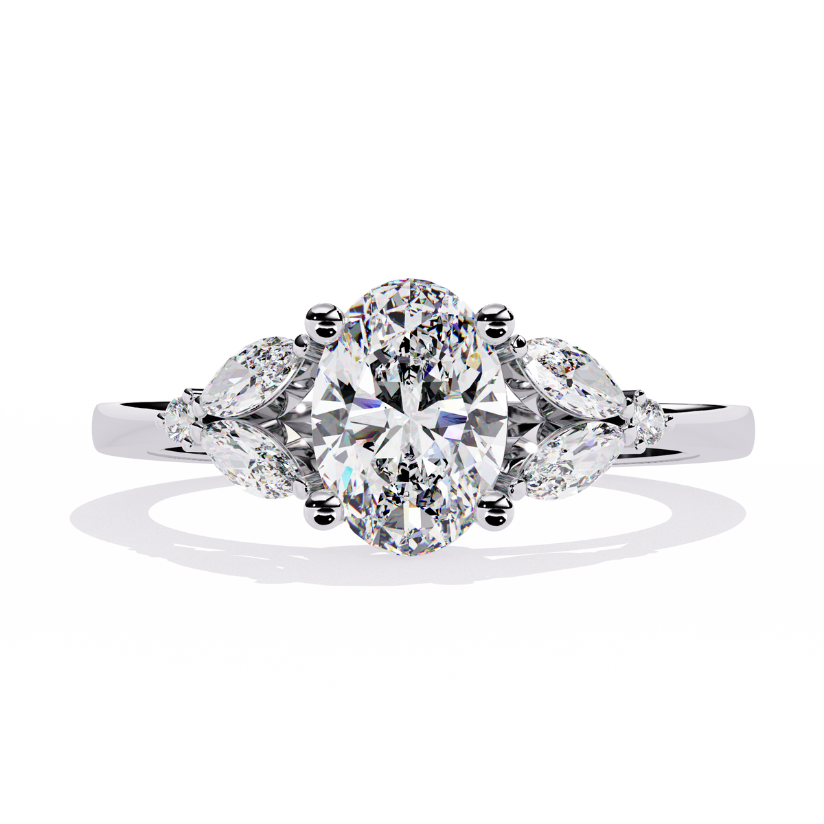 Oval & Marquise Diamond Engagement Ring