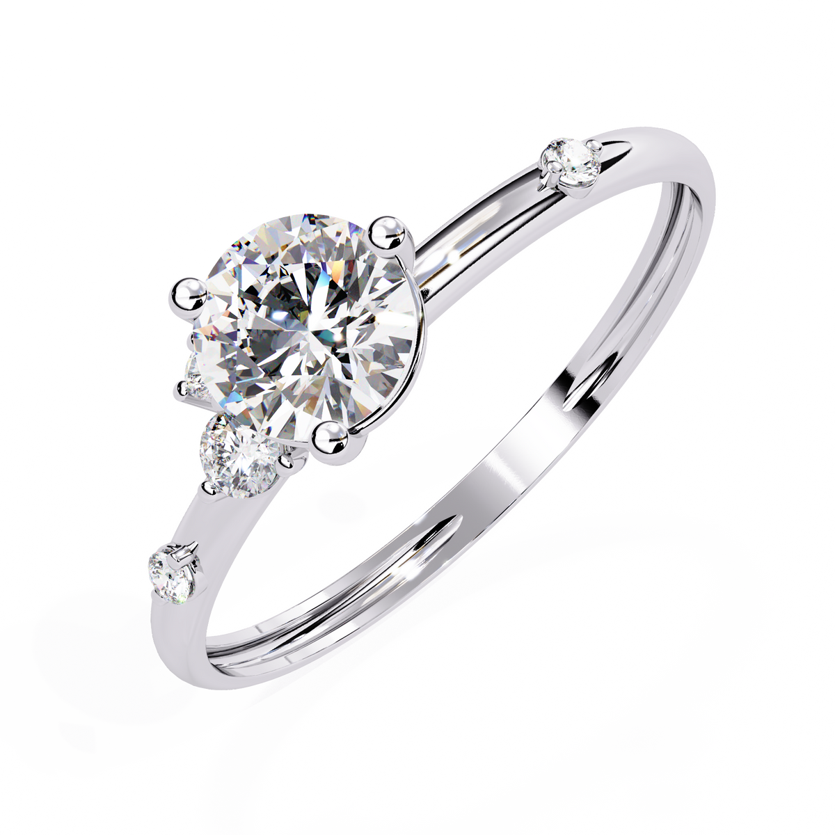 Celestial Accent Split-Shank Round Diamond Ring