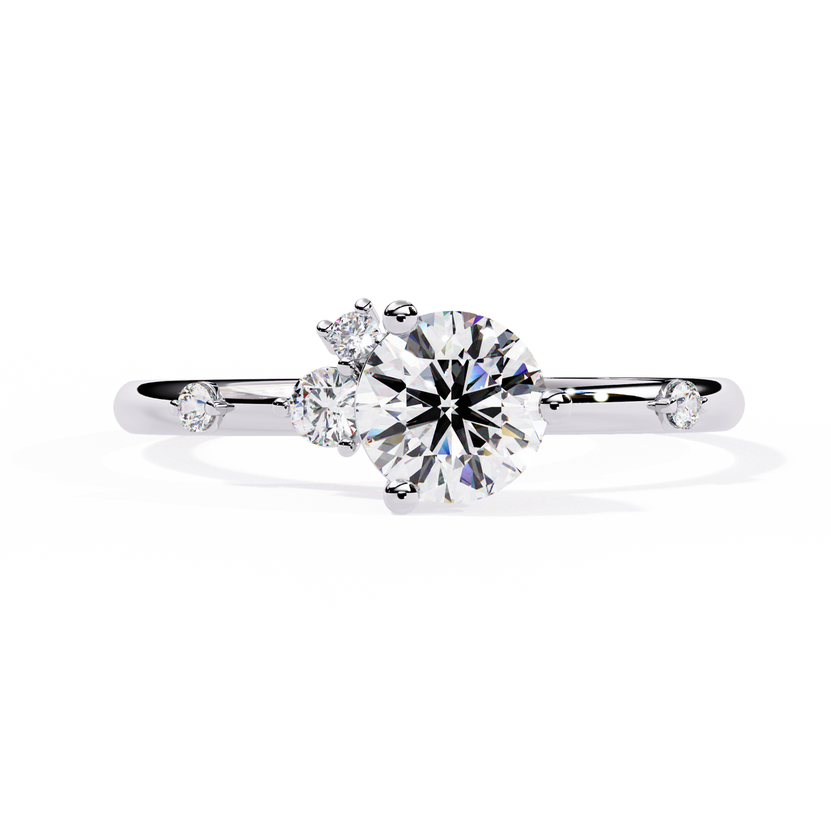 Celestial Accent Split-Shank Round Diamond Ring