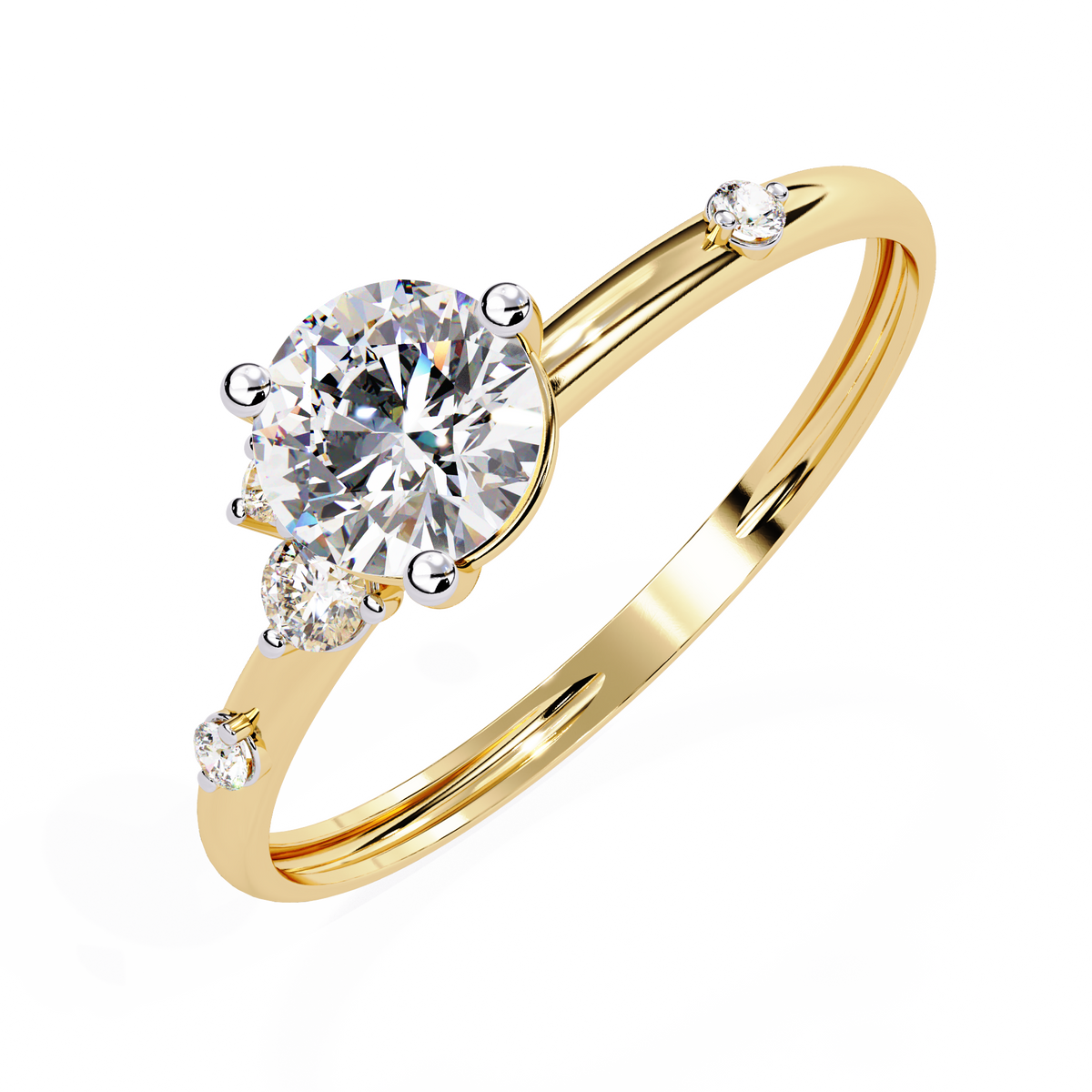Celestial Accent Split-Shank Round Diamond Ring