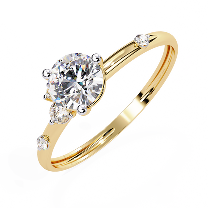Celestial Accent Split-Shank Round Diamond Ring