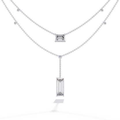 Layer Radiant & Baguette Drop Necklace