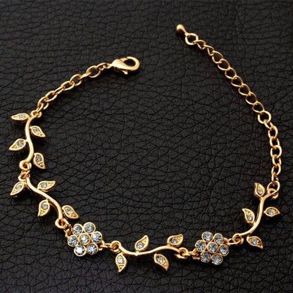 Elegant Floral Vine Crystal Bracelet