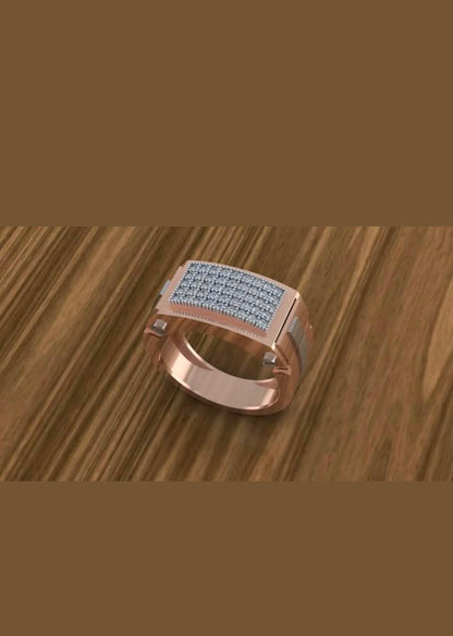 Men's Rose Gold Pave Diamond Statement Ring