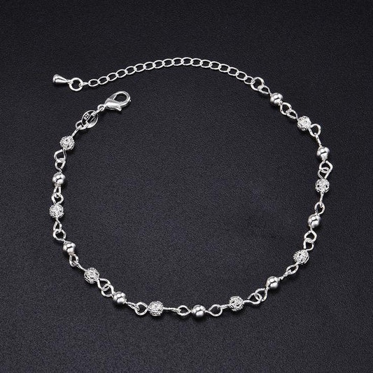 925 Sterling Silver Beaded Chain Bracelet