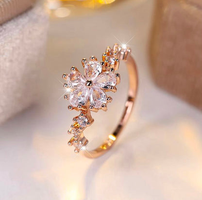 Sparkling Pear-Cut Cluster Blossom Band
