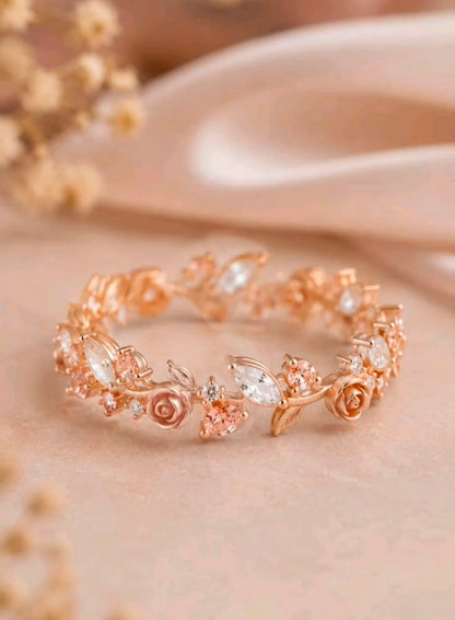 Enchanted Rose Bangle with Marquise & Peach Crystals