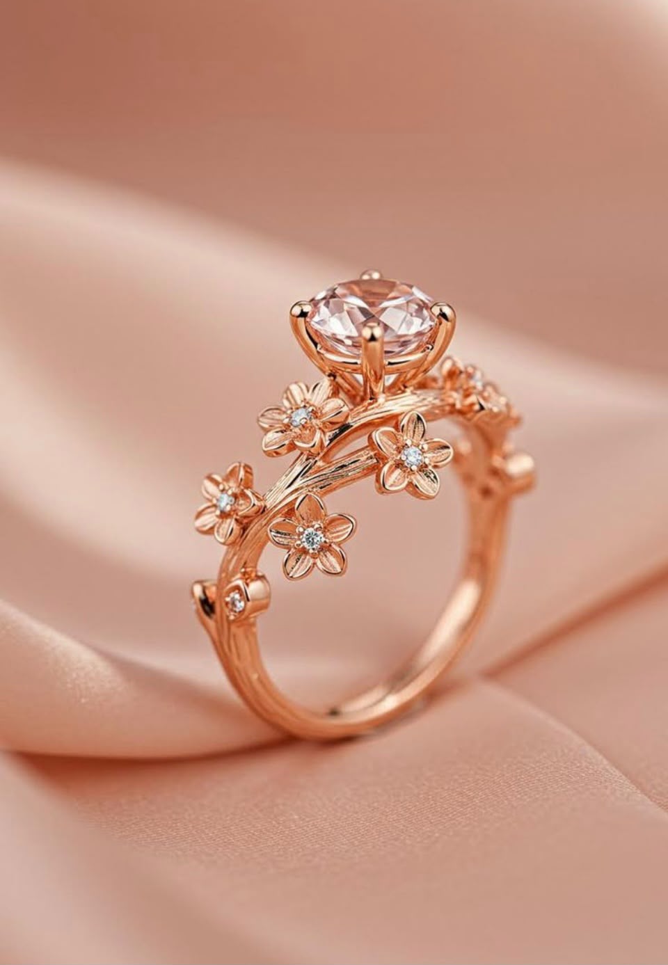 Floral Morganite Engagement Ring