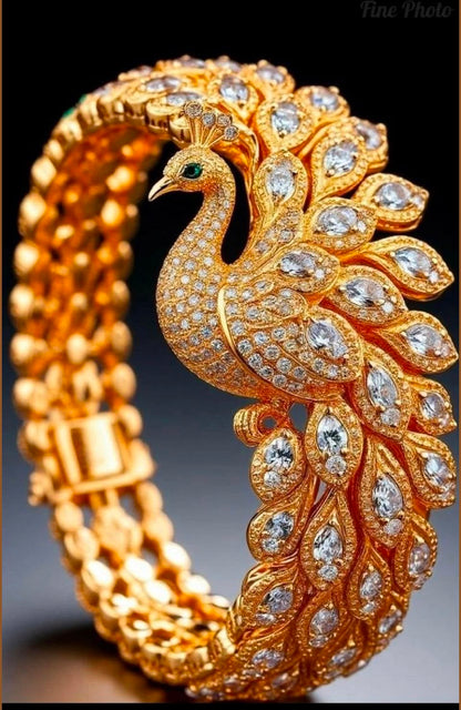 Imperial Peacock Diamond Kada Bangle